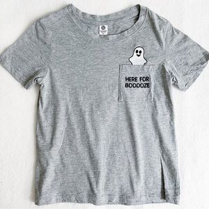 La Luna Pocket Embroidered Ghost T Shirt Grey Small